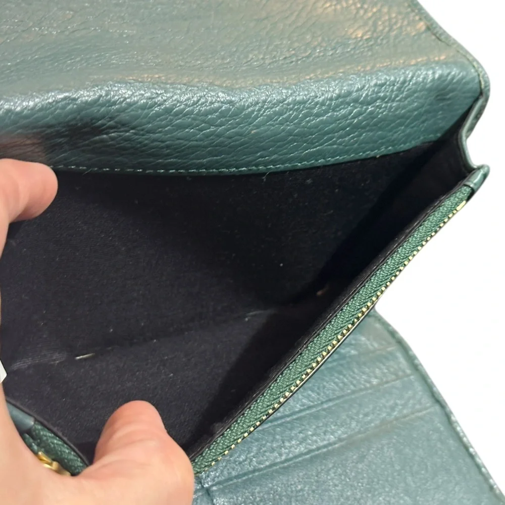MARC JACOBS Recruit Continental Tri-fold Green Leather Wallet